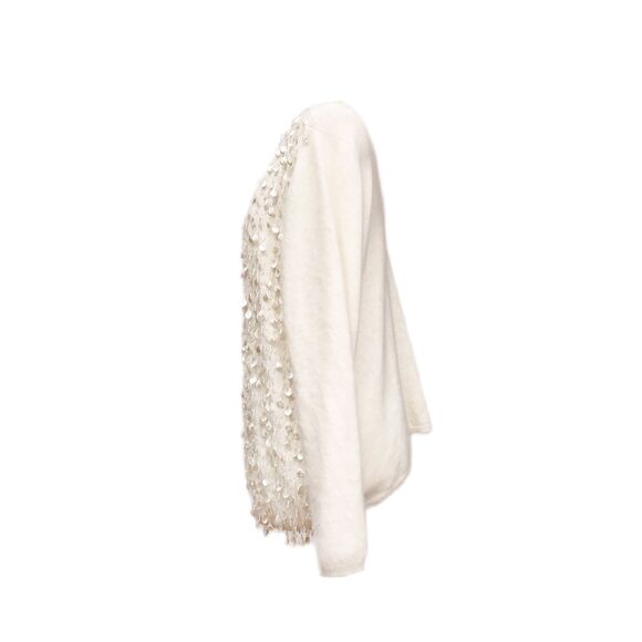90’s VIE by Victoria Royal Angora Beading Embellished Off-White Cardigan - Picture 2 of 4